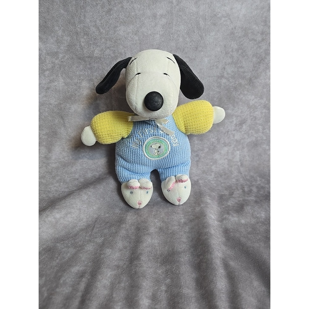 Prestige? Baby My First Snoopy Plush Pastel Waffle Knit Rattle Toy Plush